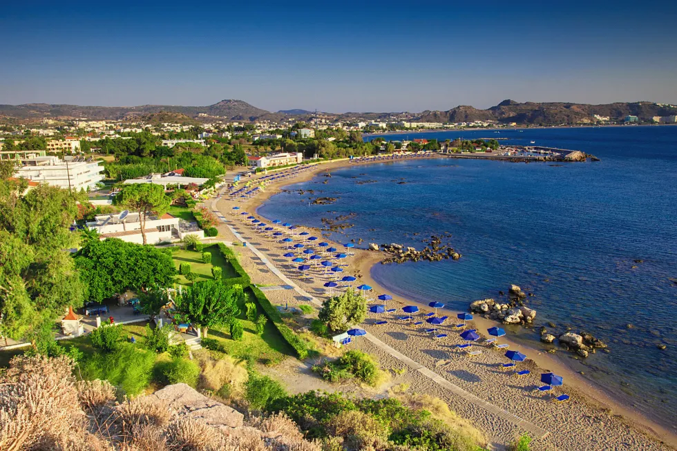 Stranden i Faliraki er en af ​​de bedste på Rhodos 